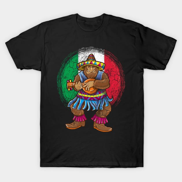 Cinco de Mayo Big Foot Mariachi Fiesta 5 Humor Sasquatch T-Shirt by E